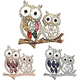 QinXunTa 3PCS Owls Brooches and Pins for Women Vintage Animal Jewelry Set for Clothes, Dresses, Bags & Scarves