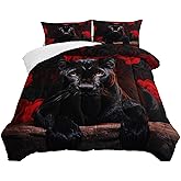 Black Panther Comforter Set Leopard Bdeeing Set Twin Size Bed in a Bag 3D Black Cheetah Bedding Set Safari Animal Bedding Sets 3 Pcs Animals Bed Set Soft Microfiber 1 Comforter with 2 Pillowcases