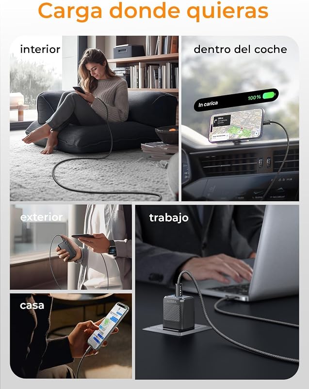 240W Cable USB C Carga Rapida 2 Metros para iPhone 18 PD 3.2 AVS
