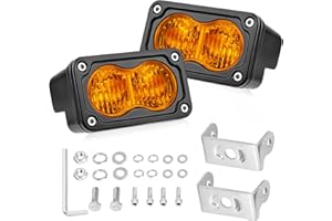 AKD Part Amber LED Pods, 3 Inch Flood CREE LED Fog Lights 40W Small Amber Chase Lights Off Road Driving Ditch Lights Pods 2 Packs for Truck Pickup Motorcycle SUV UTV ATV Dirt Bike Surron