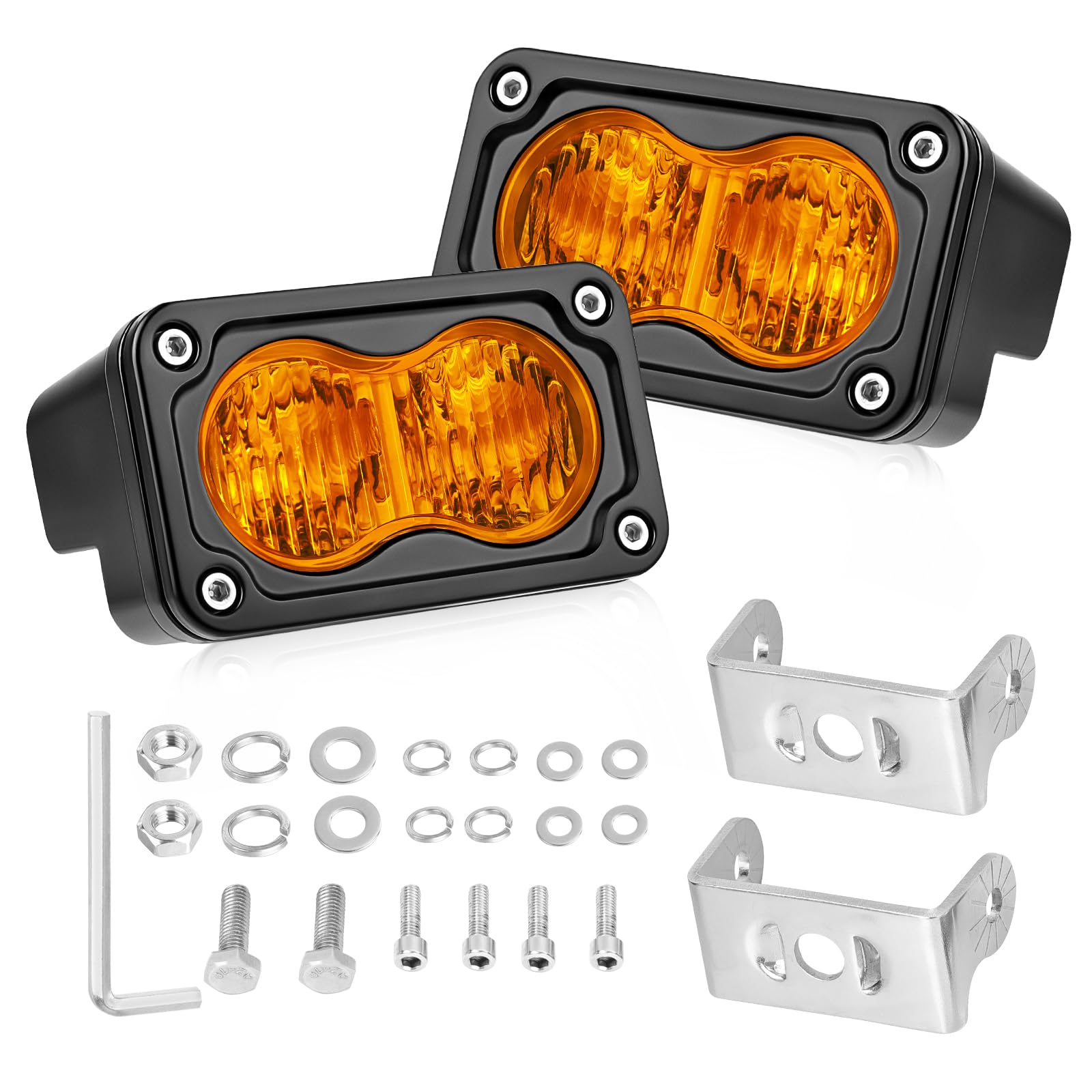 Photo 1 of AKD Part Amber LED Pods, 3 Inch Flood CREE LED Fog Lights 40W Small Amber Chase Lights Off Road Driving Ditch Lights Pods 2 Packs for Truck Pickup Motorcycle SUV UTV ATV Dirt Bike Surron