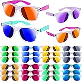 24 Pack Kids Sunglasses Party Favors, Neon Translucent Sunglasses with UV Protection in Bulk for Kids and Adults, Perfect for Summer Pool Beach Birthday Graduation Party, Outdoor Party Supplies