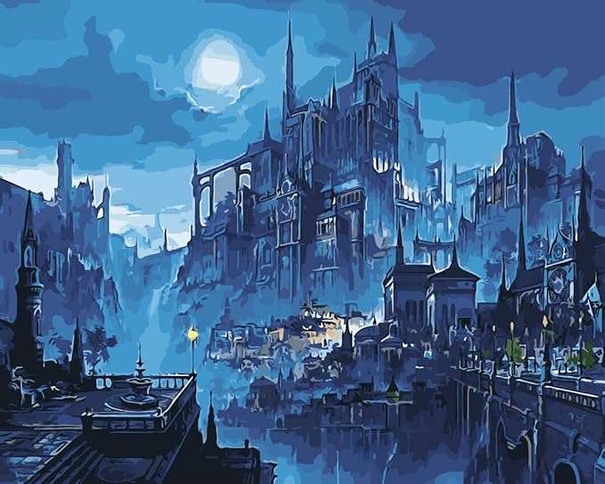 Amazon Com Magic Castle Diy Oil Painting Acrylic Paint By Numbers For Adults Living Room Bedroom Wall Decoration Craft Paint By Number Kits Adult