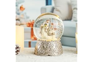 Vipush Christmas Snow Globe - Holy Family Style Musical Snow Globe with Color Changing Led Lights, Christmas Decorations with Music Box Gifts for Girls Kids, Decorations for Christmas & Birthday