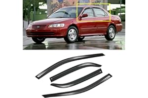 CMVT AUTO Window Visor for 1998-2002 Honda Accord, Out-Channel Rain Guards Shields Vent Shade Deflector Wind Dark Smoke 1999 2000 2001 98 99 00 01 02, Tape-On Outside-Mount, 4PCS