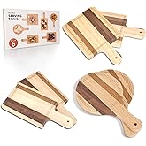Mini Charcuterie Boards, 6PCS Bamboo Small Cutting Board Cheese Board Sets, 6 inch Fruit Meat Cheese Tray Platter for Serving For Party, House Warming, Wedding Gifts for Couple (Dark)