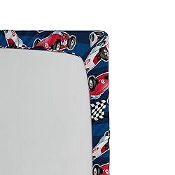 Ambesonne Cars Fitted Sheet, Vintage Racing Cars on