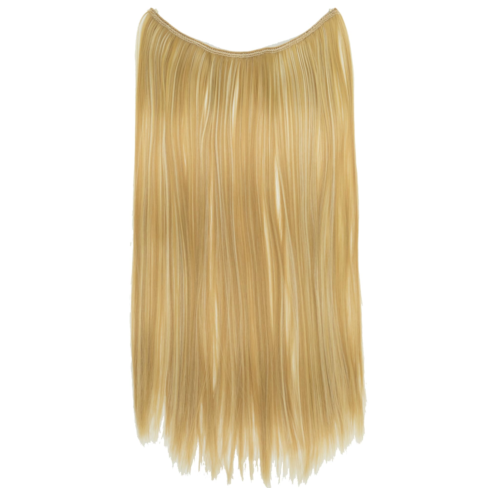 IMISSU 22'' 26'' Long Straight Halo Hair Extensions Fish Line Hairpiece Synthetic Invisible Secret Wire Headwear Flip Hair Piece for Women (22 Inch,Piano Dark Dirty Blonde)