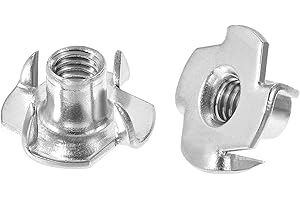 uxcell M6 Tee Nut 4 Pronged T-Nut for Table Legs Woodwork Holds Wood Cabinetry 10pcs