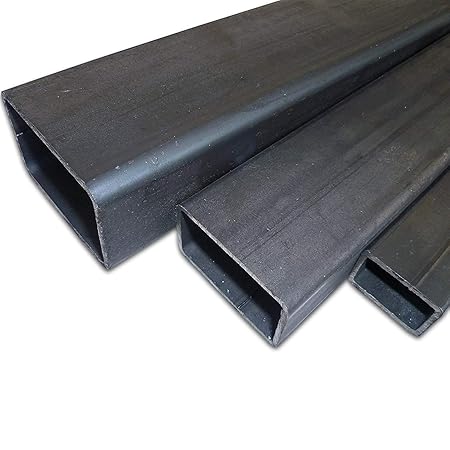 B&T Metall Stahl Rechteckrohr 60 x 40 x 3,0 mm in Längen à 2000 mm +0/-3 mm Flachkantrohr ST37 schwarz roh Hohlprofil Rohstah