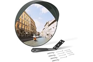 VIVIJASON 18 inch Adjustable Convex Security Mirror, Indoor Outdoor Curved Safety Mirror, Wide Angle View for Office Warehouse Driveway Store Garage Blind Spot