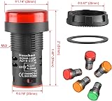 Heschen 22mm LED Indicator Pilot Light 220VAC Red Green Yellow 3 Pack AD16-22D/S view 2