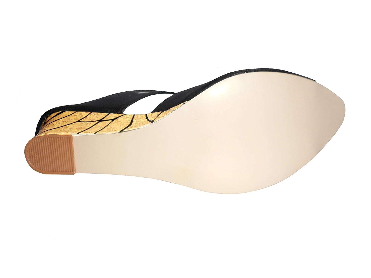 kanchan women's black wedges sandal