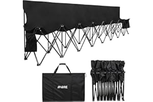 1MORE Soccer Bench - Portable Folding Team Bench, 8 Seats Foldable Sideline Benches, Soccer Chair with Bag & Backrest, Adult Team Chair for Football Camp Sport Events Outdoor Seating.Black