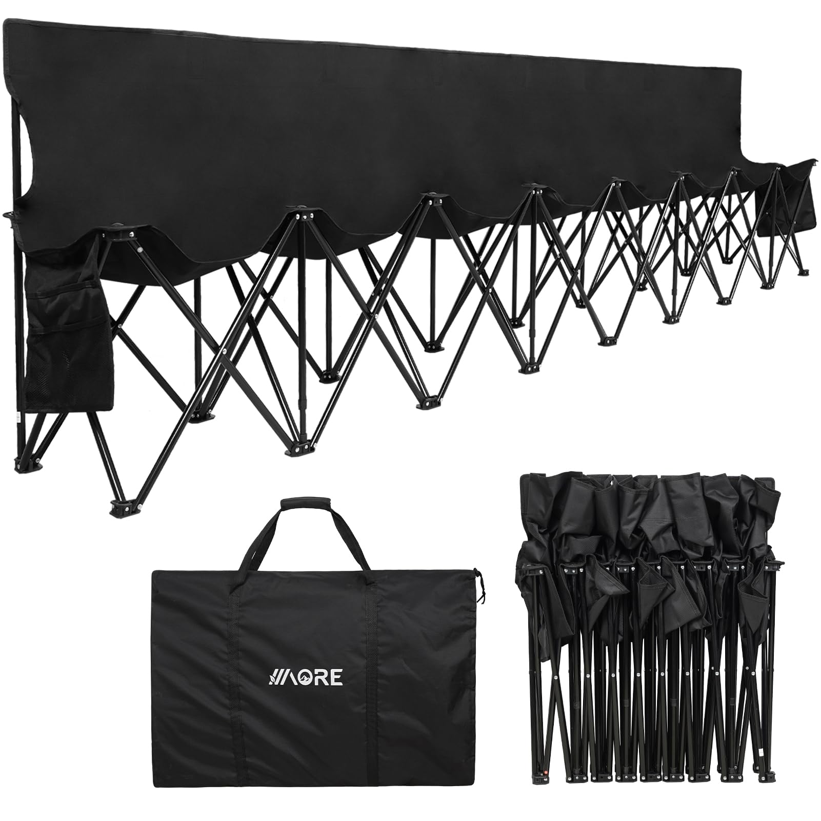 Photo 1 of 1MORE Soccer Bench - Portable Folding Team Bench, 8 Seats Foldable Sideline Benches, Soccer Chair with Bag & Backrest, Adult Team Chair for Football Camp Sport Events Outdoor Seating.Black