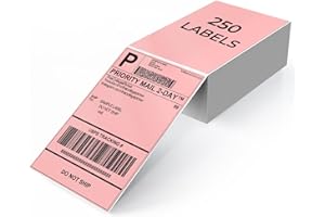 YIKIADA Pink Shipping Thermal Labels 4 x 6 Inch Vinyl Self-Adhesive Fanfold Direct Stickers Waterproof Perforated Printer Dec