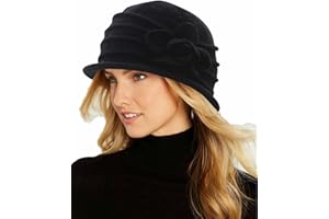 INOGIH Womens 1920s Vintage Upturn Brim Wool Blend Cloche Church Hat Winter Felt Bucket Bowler Hat Crushable Foldable