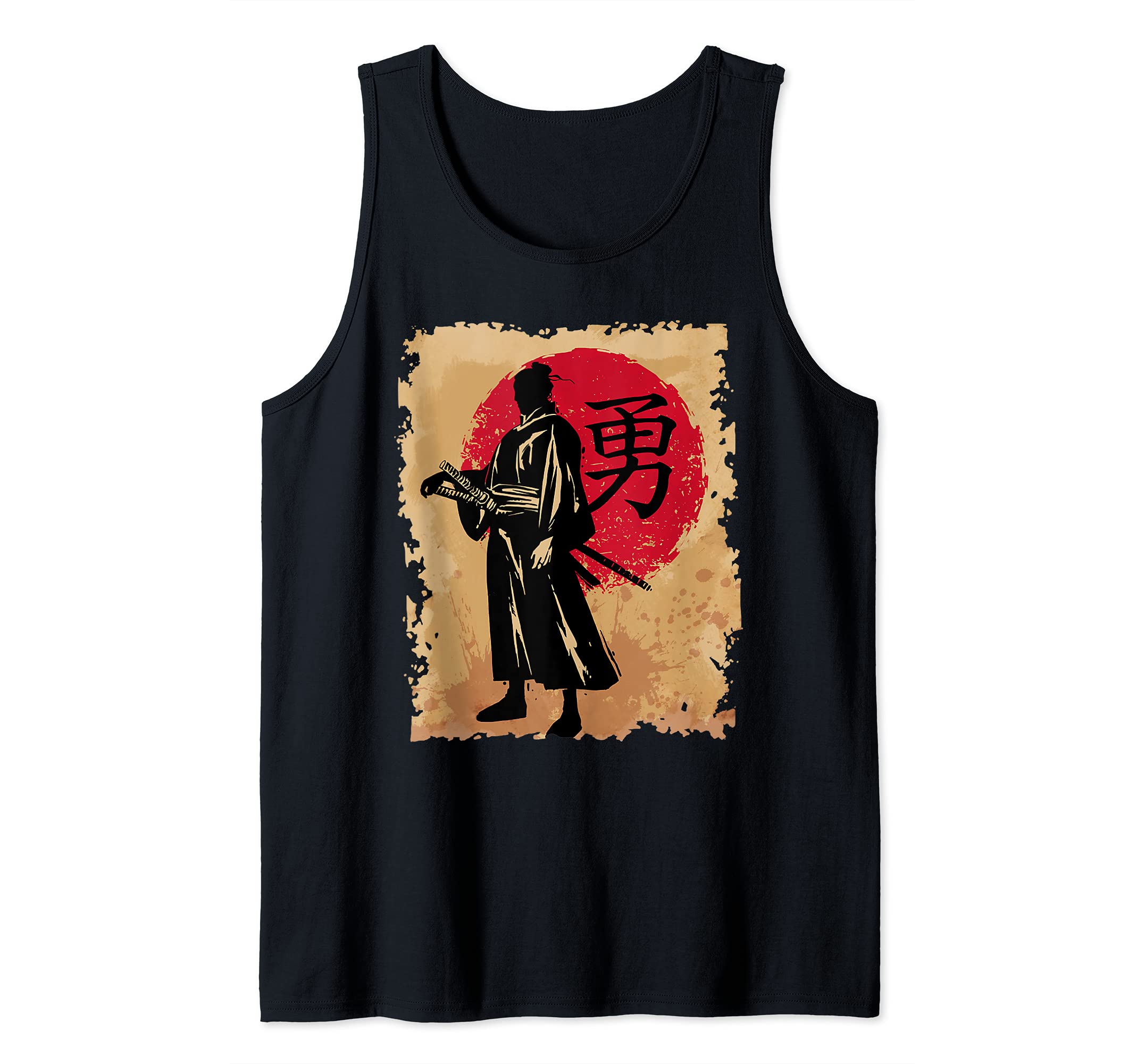 Japanese Samurai Papyrus Retro Sun Japan Calligraphy Warrior Tank Top