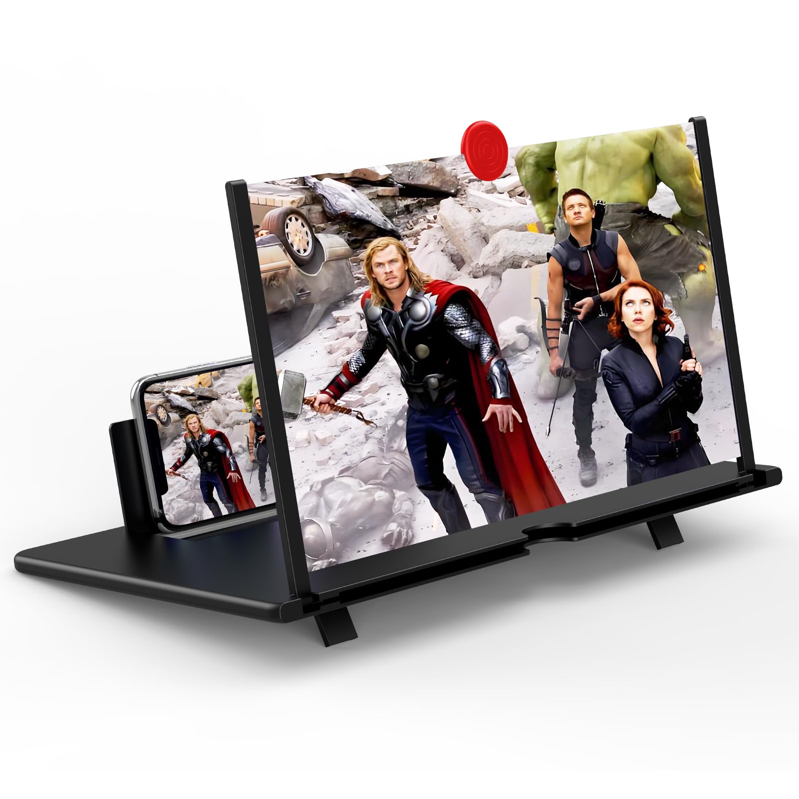 Photo 1 of 16" Screen Magnifier for Cell Phone, Mobile Phone 3D HD Magnifying Projector Screen Enlarger for Movies, Videos and Gaming, Foldable Phone Stand with Screen Amplifier,Compatible with All Phones