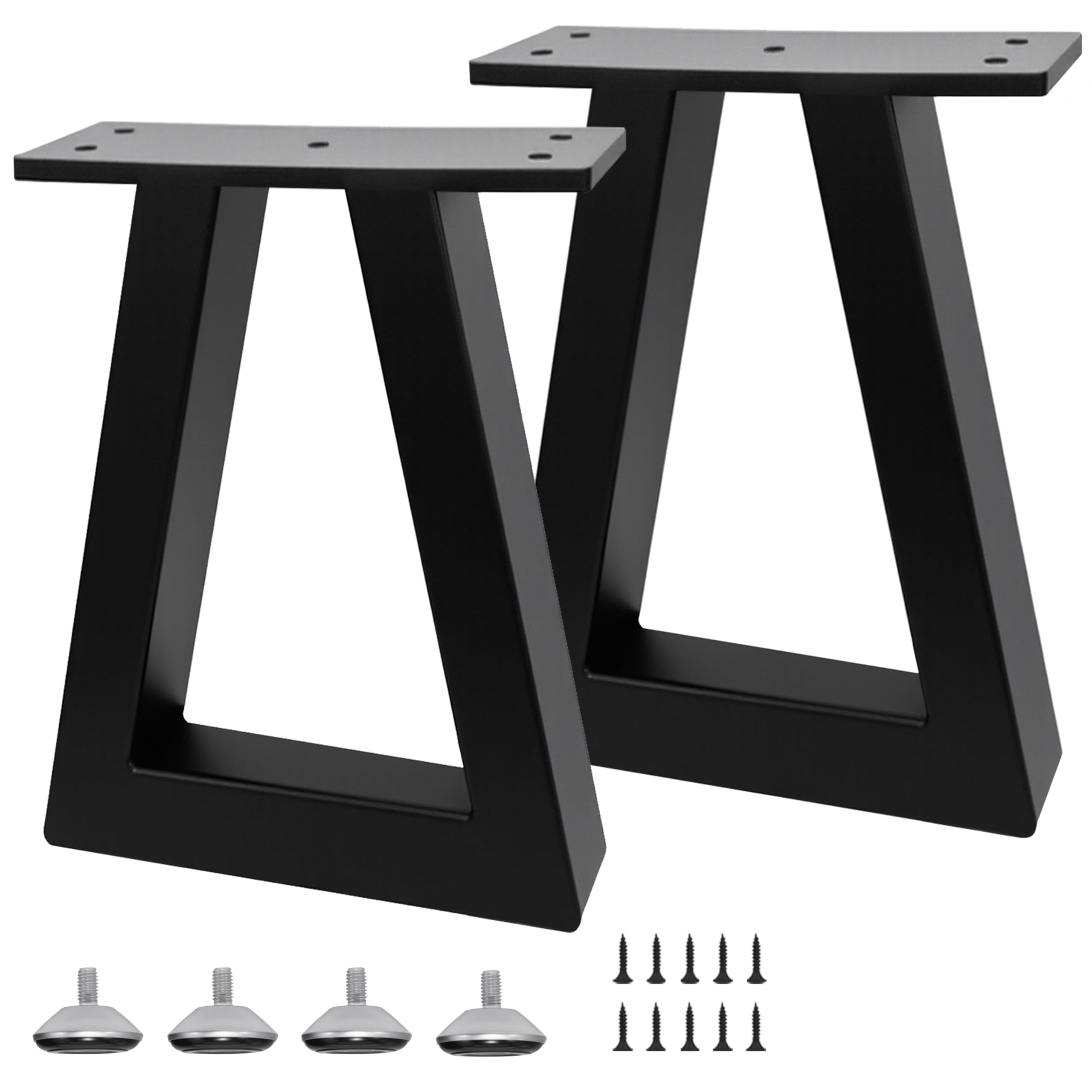 Photo 1 of Rioychan 10 Inch Trapezoid Metal Table Legs Black, DIY Furniture Feets for Bench, Coffee Table, Stool,Cabinet Legs, Including Screws and Adjustable Feet Pads, 10” x 7.9”
