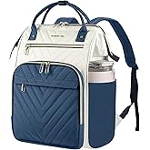 VANKEAN 17 Inch Laptop Backpack for Women Men Fashion Computer Work Bag, Large Capacity Waterproof Backpack with USB Port & RFID Pockets, College Daypack Business Travel, Beige-Haze blue