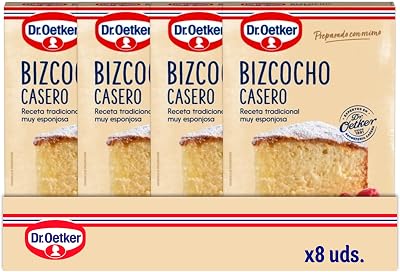 - Bizcocho Casero Pack 8 Uds x 340 g, Sabor Fresco y Natural, Incluye Sobre con Azúcar Glas, Toque a Vainilla, para Repostería y Pastelería, Preparación Fácil y Rápida