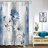 VeiVian Rustic Farmhouse Shower Curtain, Farm Blue