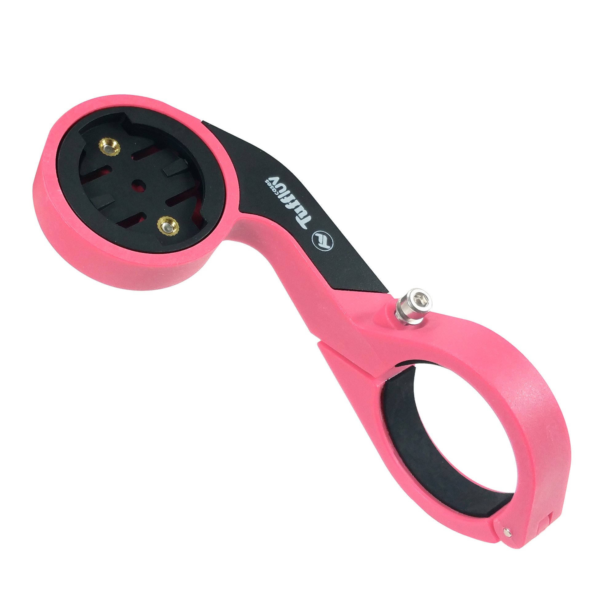 TUFF LUV Out-Front Mount Compatible with Garmin Edge (models: 500, 510, 520, 800, 810, 820, Touring, Explore) - Black / PINK