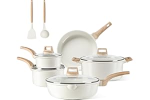 CAROTE 11 Piece Pots and Pans, Ceramic Cookware Non Stick Health Induction Cookware Kitchen Cooking Set with Saucepan Set, PFAS Free…