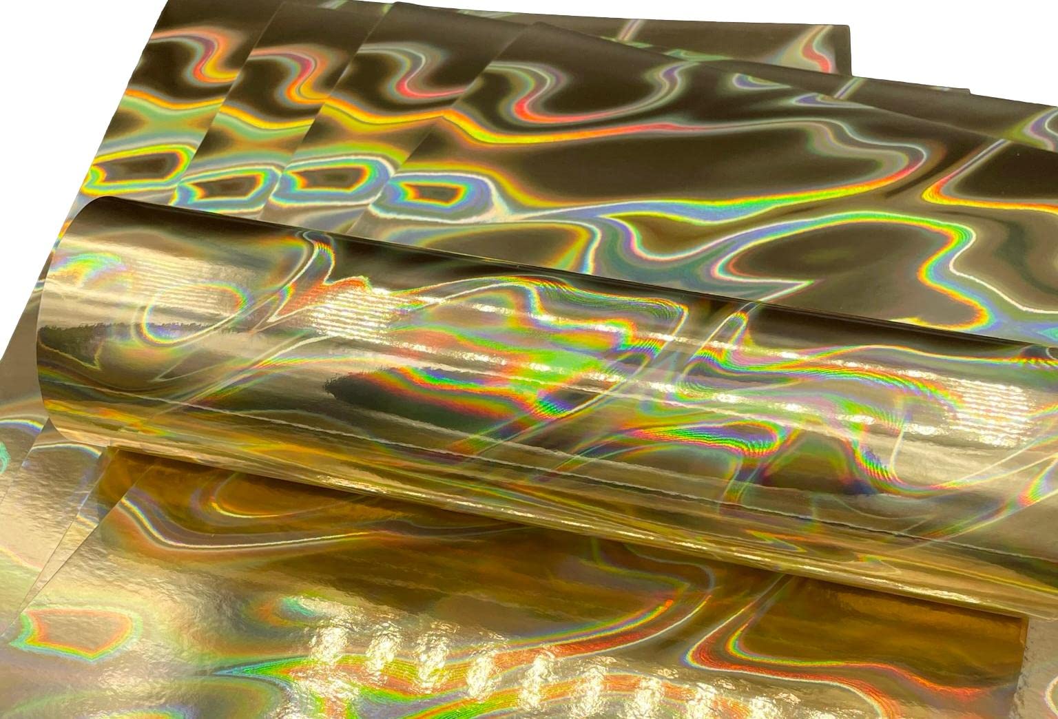 Syntego 5 Sheets A4 Premium Holographic Lava Effect Card Single Sided 240gsm / 88lb Cover (Gold)