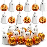 20Pc Halloween Pumpkin Ghost Hanging Ornaments,Ghost Pumpkin Decor for Tree | Mini Plastic Spooky Ghost Pumpkin Ball Decorations,Cute Halloween Tree Decor for Home Indoor Outdoor Holiday Party Supplies
