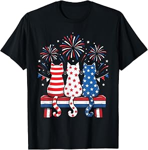 250th Anniversary USA 2026 American Flag Patriotic Cat Women T-Shirt