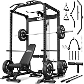 GOIMU C1-V4 Pro Power Cage Squat Rack with Leg Hold-Down for LAT Pulldowns | Power Rack Cable Machine All-in-One Heavy Duty Squat Cage with Leg Anchor Complete Bench and Weights Commercial Quality