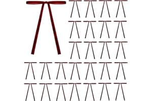 Meseey 30 Pcs Burgundy Velvet Christmas Bows 5 x 7 Inch Rustic Vintage Wedding Velvet Ribbon Gift Bows for Tree Wreath Garland Home Decor Indoor Outdoor Decorations (Burgundy)