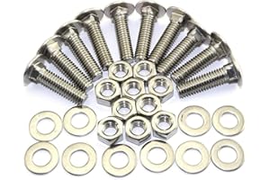 Pro Bamboo Kitchen 10 Sets 304 Stainless Steel Carriage Bolt 5/16"-18x1-1/4" with 5/16"-18 Hex Nut and Washer 5/16"