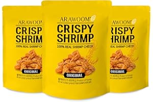 ARAWOOM - 100% Real Black Tiger Shrimp Crisps, Original Pack [2oz, Pack of 3], Crispy Seafood Snack, High-Protein Crunch, Crunchy On-the-Go Treat