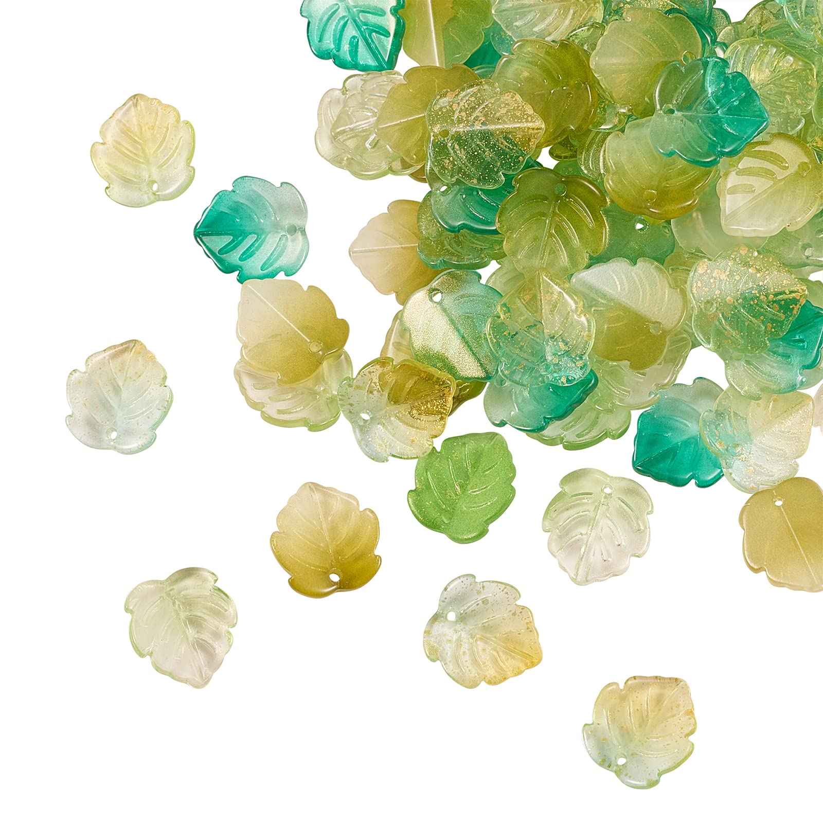 Airssory 200 Pcs Random Colored Glass Crystal Charms Strawberry Leaf Charm Bulk for Bracelet Necklace Jewellery Making - 15x14mm — image 1