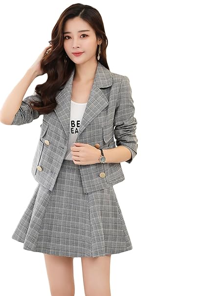 Amazon 美しいです レディース スーツ セット チェック柄 パンツ
