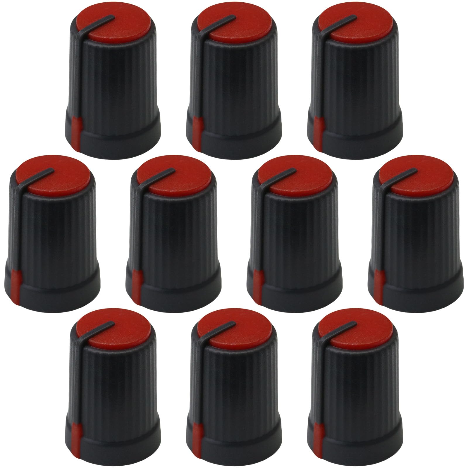 6m D-Shaft Hole Grey Body Colour Cap Mixer Control Knobs Pack of 10 (Red/Dark Grey)