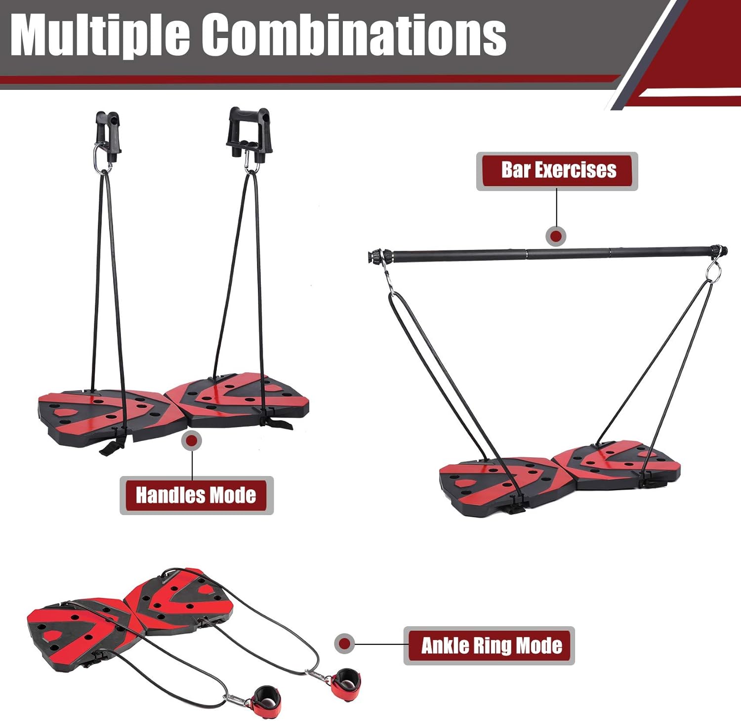 Portable Home Gym Workout Equipment with 12 Exercise Accessories Including Heavy Resistance Bands, Abs Workout, Push-up Stand, Tricep Bar, Pilates Bar and More for Full Body Workouts System Men Women : Sports & Outdoors