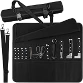 Chef Knife Bag With 24 Slots Cutlery Knives Holders Protectors, Kitchen Travel Cooking Tools, Portable Canvas Knife Roll Storage Bag Chef Case for Camping or Working with an Adjustable Shoulder Strap