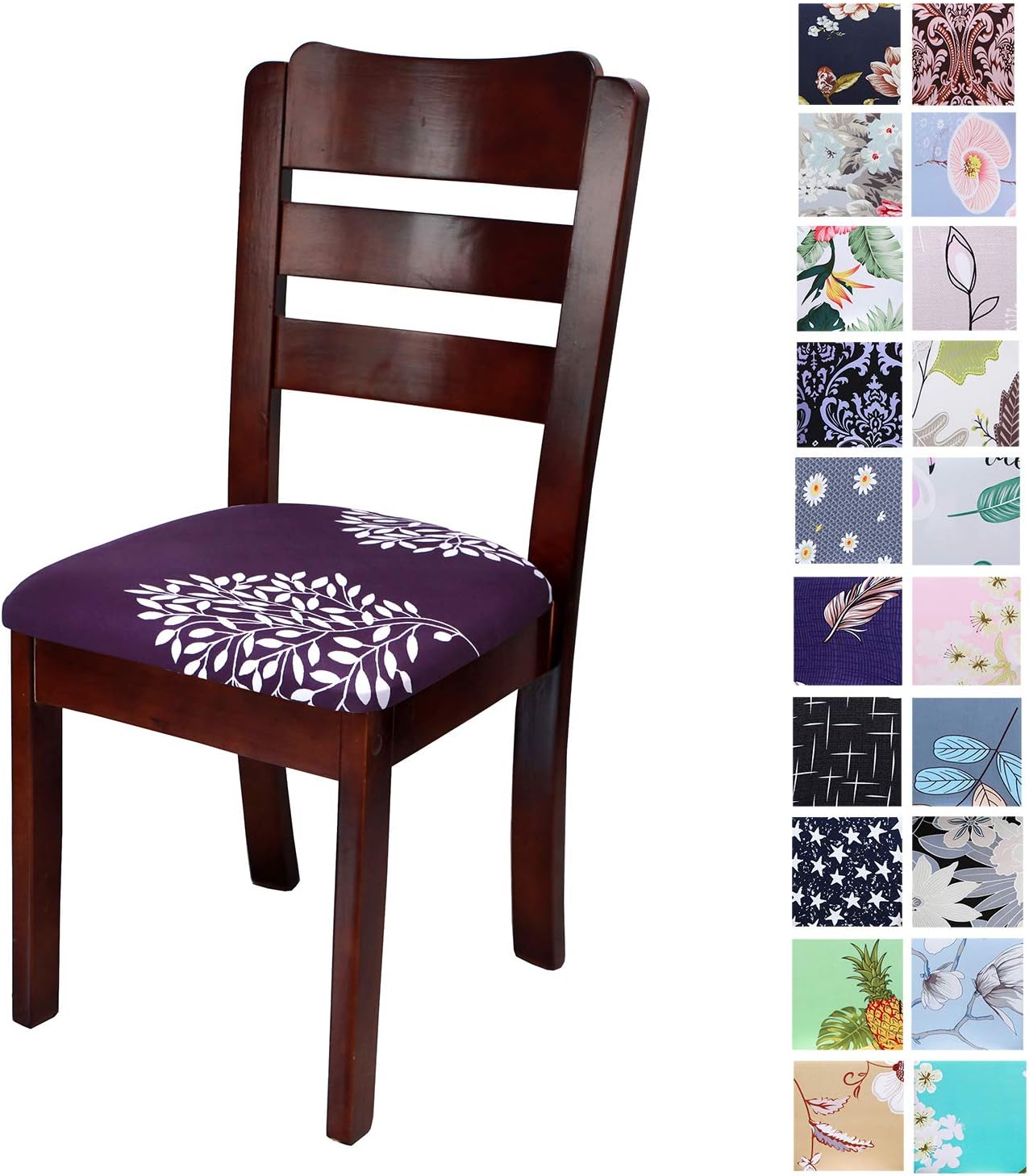 Amazon Com Womaco Set Of 4 Dining Chair Cushion Slipcover Large Kitchen Table Upholstered Printed Chair Seat Covers With Ties Stretch Fabric For Dining Room Chair Furniture Protector 4 Simple Love Home