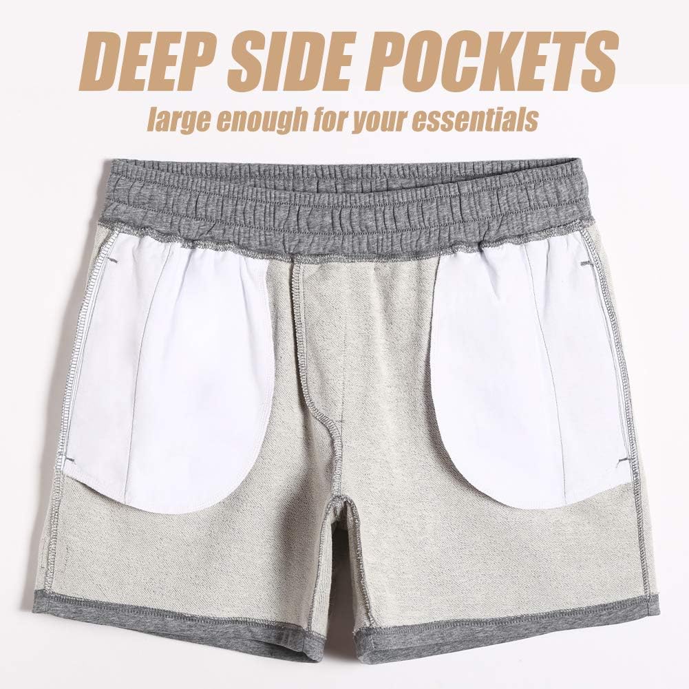 MaaMgic Mens Athletic Gym Shorts 5.5" Elastic Waist Casual Pajama Pocket Jogger Men Workout Short Pants at  Men’s Clothing store