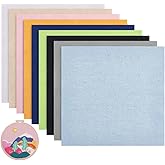 BENECREAT 18 Sheets 9 Colors Square Linen Embroidery Fabric, 9.8x9.8 inch Stitch Embroidery Cloth Needlework Fabric for Garme