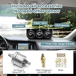 BREADEEP 52mm 3 in 1 Car Auto Gauge Kit