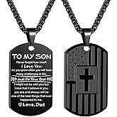 OAVOOK Gifts for Son Cross Necklace Pendant Chain American Flag Dog Tag Jewelry for Teen Boys Christmas Birthday Gifts for Men