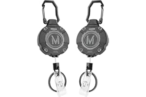 MAILETO 2 Pack Heavy Duty Retractable Keychain ID Badge Reels Retractable Carabiner Badge Holder with 31.5” Steel Cord, 9.0 oz