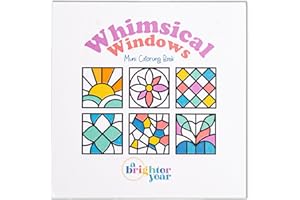 A Brighter Year The Original Adult Mini Coloring Book – Whimscial Windows Edition - 3” x 3” Pocket Size, 50 Pages, Lay Flat B