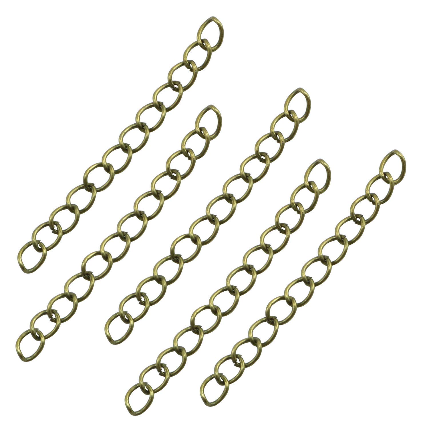 NX Garden Tail Extender Chain 100PCS Ancient Bronze 50 x 4mm Chain Extension Tails for DIY Jewelry Making