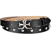 Sam Edelman womens Double-e Plaque Logo Buckle Skinny Fashion Trouser Belt